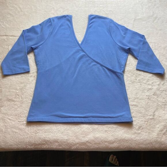 Soft Surroundings Light Blue Surplice Wrap Top Size Medium - Picture 2 of 8